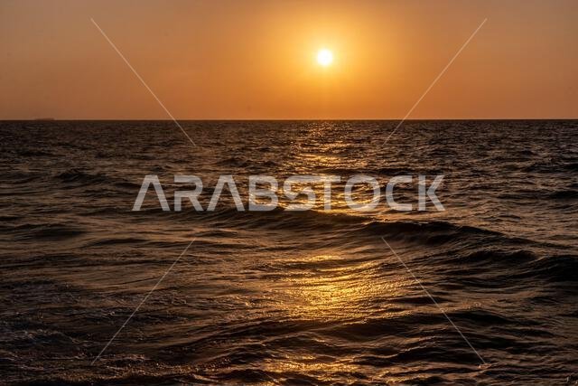 Sunset at the sea in Jeddah, Saudi Arabia