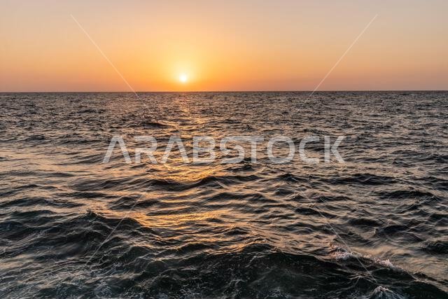 Sunset at the sea in Jeddah, Saudi Arabia