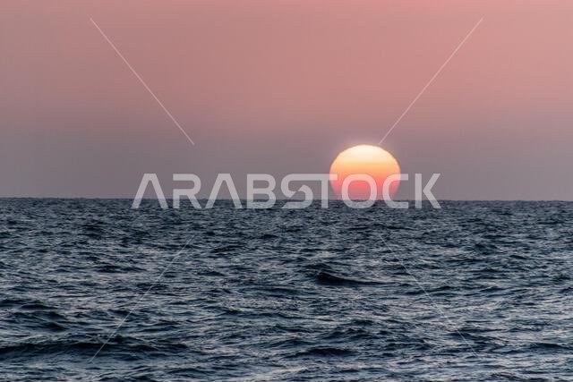 Sunset at the sea in Jeddah, Saudi Arabia