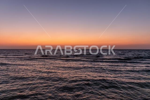 Sunset at the sea in Jeddah, Saudi Arabia