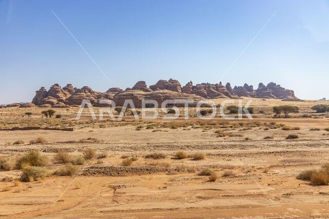 Landscape of Hegra (Mada'in Salih) site near Al Ula, Saudi Arabia