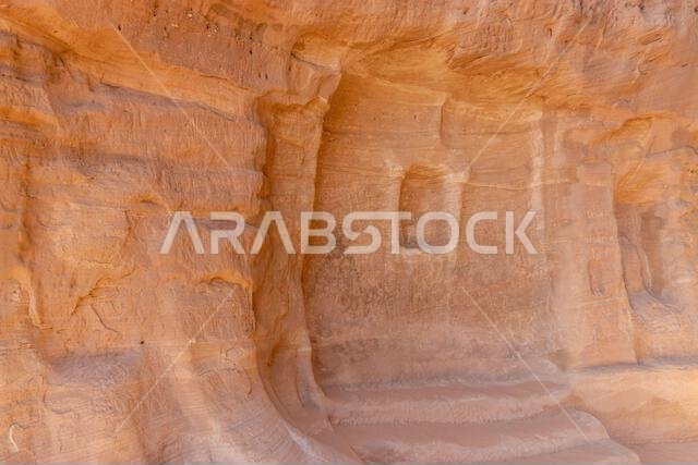 Rock carvings at Hegra (Mada'in Salih) site near Al Ula, Saudi Arabia
