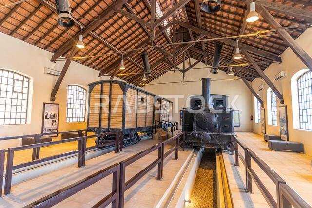 TABUK, SAUDI ARABIA - NOVEMBER 7, 2021: Museum in the former train station of Hijaz Railway in Tabuk, Saudi Arabia TABUK, SAUDI ARABIA - NOVEMBER 7, 2021: Museum in the former train station of Hijaz Railway in Tabuk, Saudi Arabia
