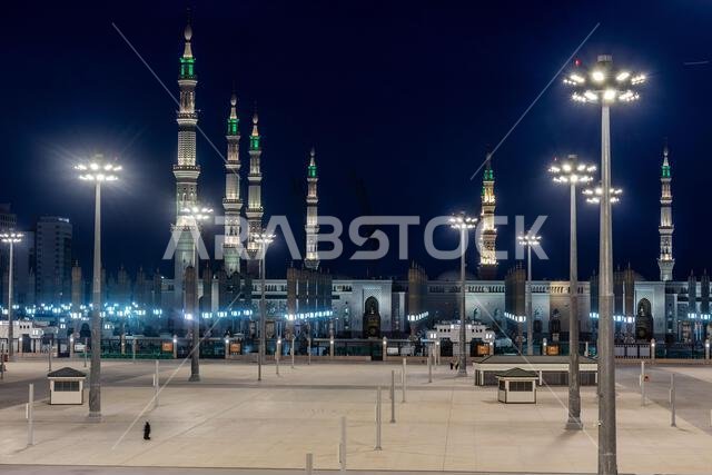 المسجد النبوي في منطقة الحرم بالمدينة المنورة، المملكة العربية السعودية