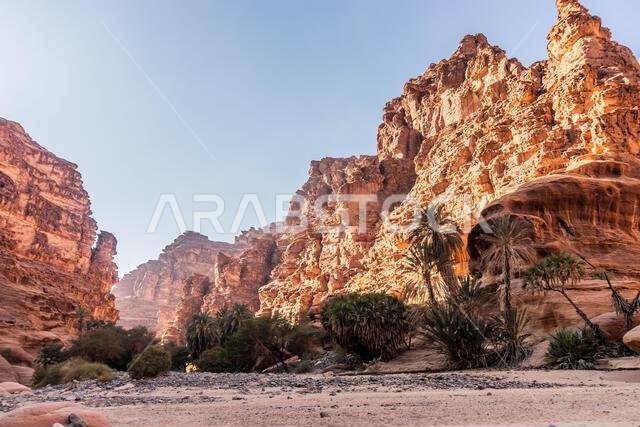 Steep cliffs of  Wadi Disah canyon, Saudi Arabia