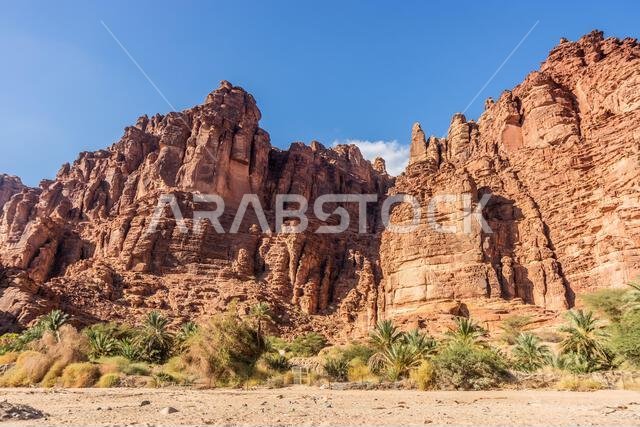 Steep cliffs in  Wadi Disah canyon, Saudi Arabia