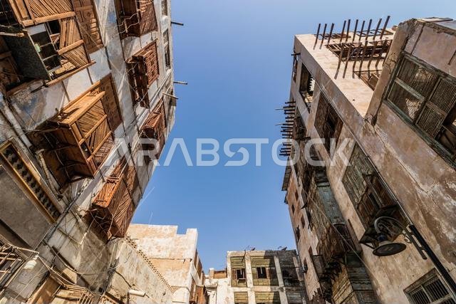 Traditional houses in Al Balad, historic center of Jeddah, Saudi Arabia Traditional houses in Al Balad, historic center of Jeddah, Saudi Arabia