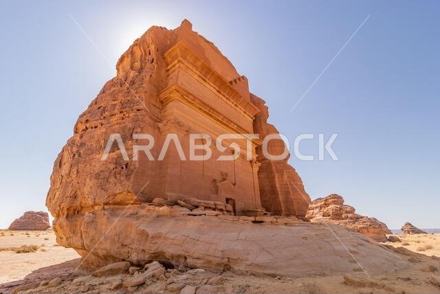 Qasr al Farid (Lonely castle) tomb at Hegra (Mada'in Salih) site near Al Ula, Saudi Arabia