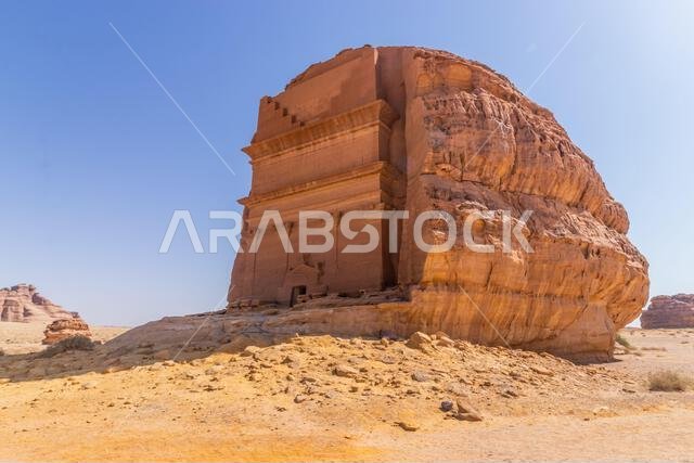 Qasr al Farid (Lonely castle) tomb at Hegra (Mada'in Salih) site near Al Ula, Saudi Arabia