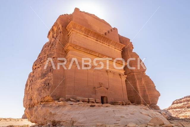 Qasr al Farid (Lonely castle) tomb at Hegra (Mada'in Salih) site near Al Ula, Saudi Arabia