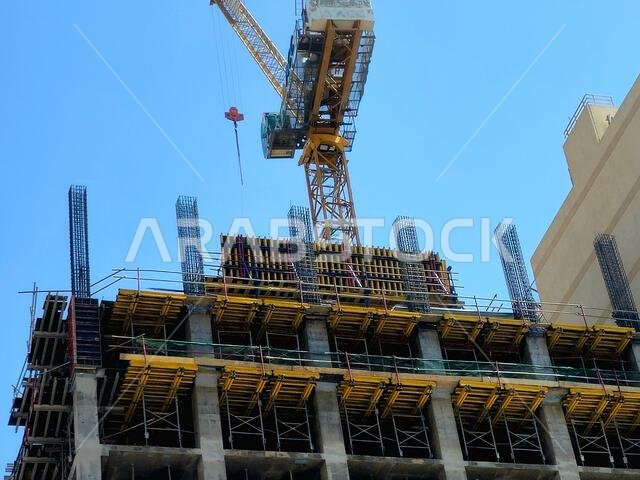 Medina, Saudi Arabia, June 27 2024: construction site of a new high building in Madinah city, new real estate projects of new building to increase the