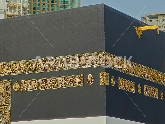 Mecca, Saudi Arabia, June 12 2024: Al Kaaba in Ihram clothing, The Kaaba a stone building at the center of Islam's most important mosque and holiest s