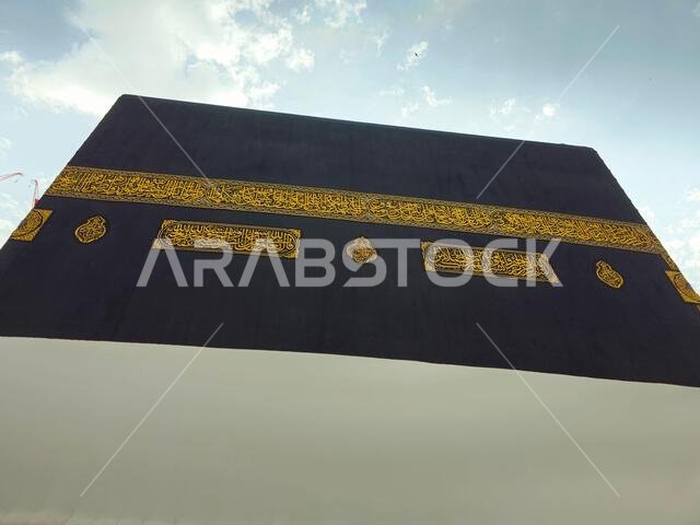 Mecca, Saudi Arabia, June 12 2024: Al Kaaba in Ihram clothing, The Kaaba a stone building at the center of Islam's most important mosque and holiest s