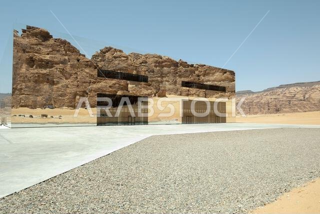 Middle East, Saudi Arabia, Medina, Al-Ula. Maraya Concert Hall in the desert of the Ashar Valley.