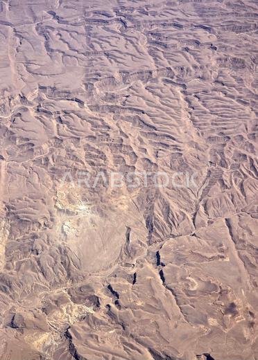 Aerial view of the Arabian desert in Saudi Arabia.