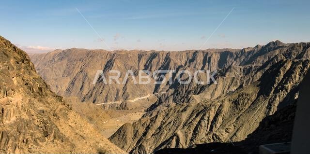 Asir Plateau, with descending road from Abha to Mecca, South West Saudi Arabia, Middle East Asir Plateau, with descending road from Abha to Mecca, South West Saudi Arabia, Middle East