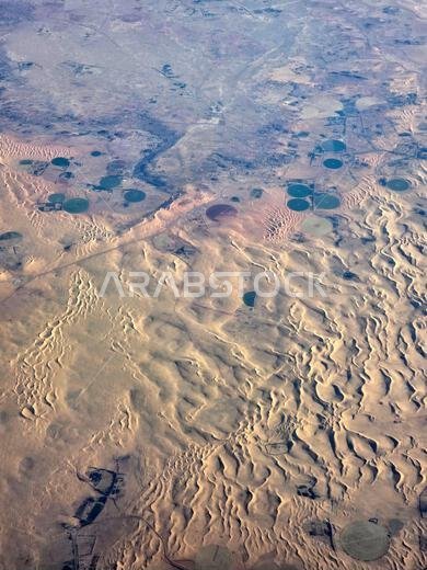 Aerial view of the Arabian desert in Saudi Arabia.
