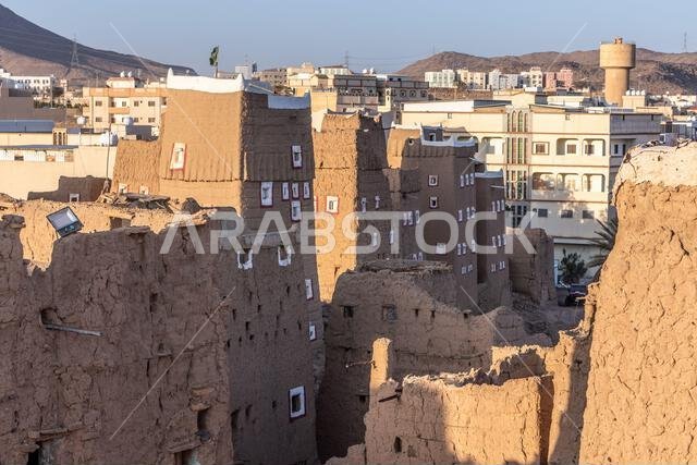 Traditional mud-brick houses in Dhahran al Janub, Saudi Arabia
