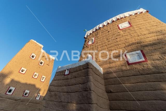 Traditional mud-brick houses in Dhahran al Janub, Saudi Arabia