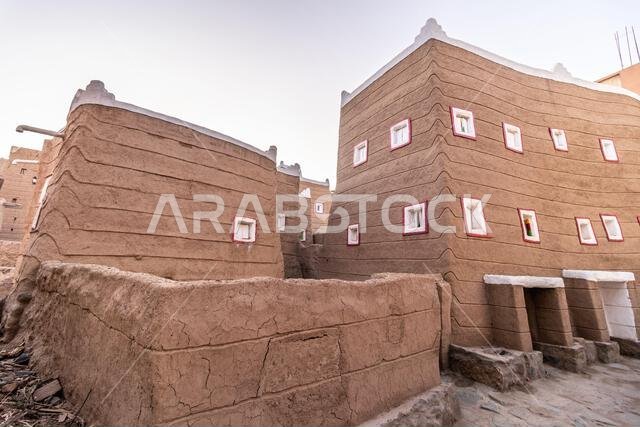 Traditional adobe houses in Dhahran al Janub, Saudi Arabia