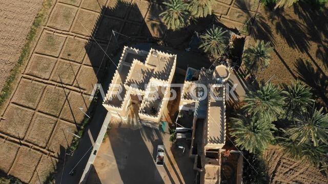 Aerial view of an old village with traditional mud houses, Najran Province, Najran, Saudi Arabia Aerial view of an old village with traditional mud houses, Najran Province, Najran, Saudi Arabia