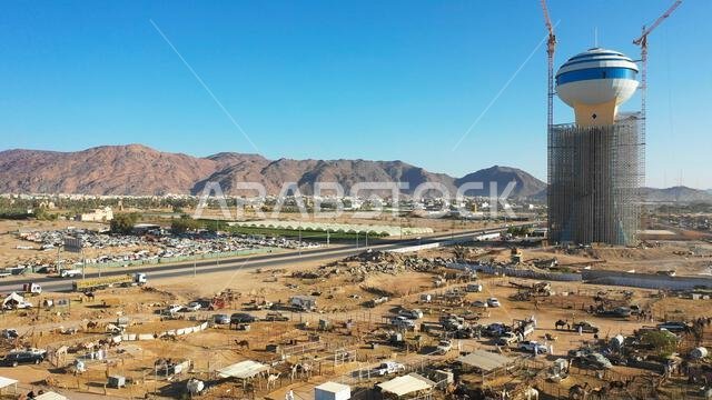 Camel market aerial view, Najran Province, Najran, Saudi Arabia