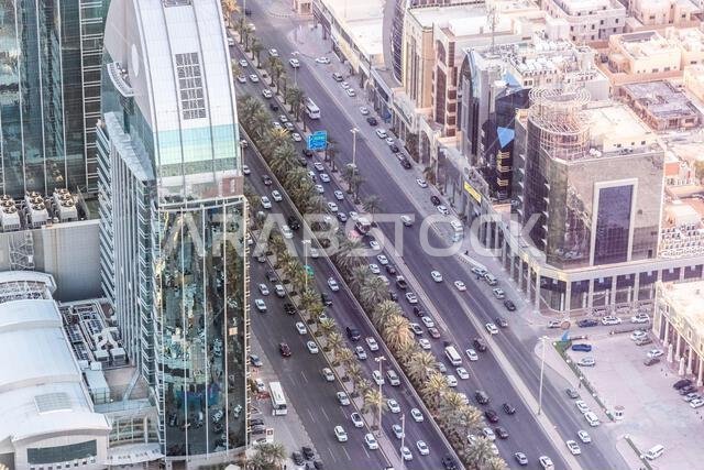 Aerial view of the King Fahd road in Riyadh, Saudi Arabia