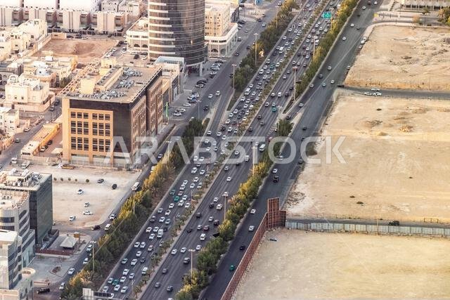 Aerial view of the King Fahd road in Riyadh, Saudi Arabia