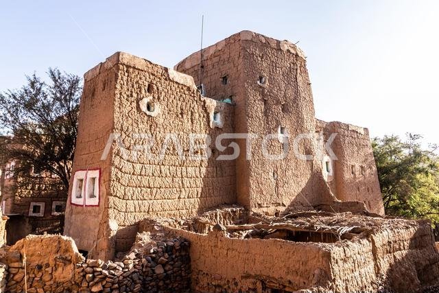 Traditional mud-brick house in Dhahran al Janub, Saudi Arabia