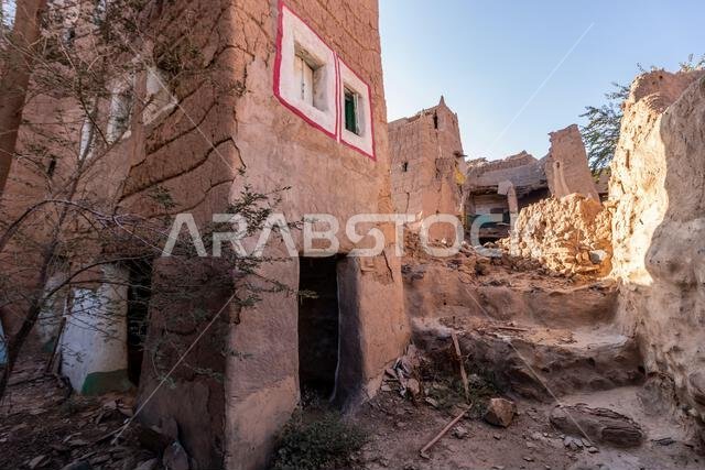 Traditional mud-brick houses in Dhahran al Janub, Saudi Arabia