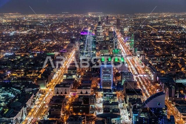 Evening aerial view of Riyadh, capital of Saudi Arabia