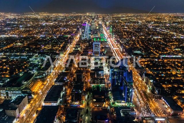 Evening aerial view of Riyadh, capital of Saudi Arabia