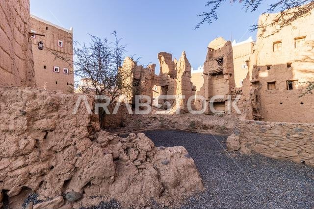 Ruins of old adobe houses in Dhahran al Janub, Saudi Arabia