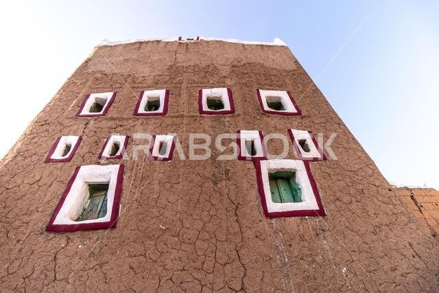 Traditional adobe house in Dhahran al Janub, Saudi Arabia