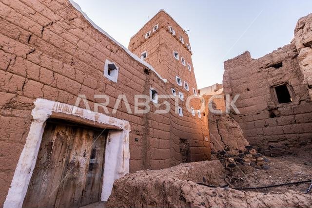 Traditional adobe houses in Dhahran al Janub, Saudi Arabia