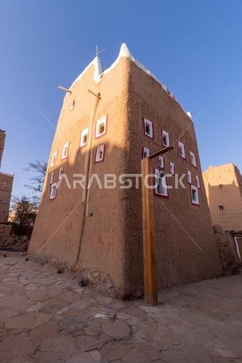 Traditional adobe house in Dhahran al Janub, Saudi Arabia