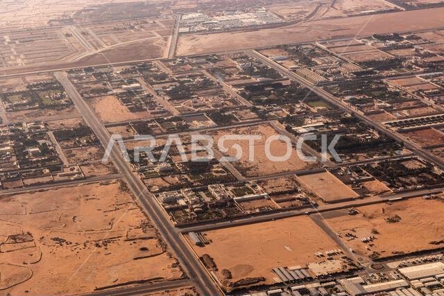 Aerial view of Riyadh suburbs, Saudi Arabia