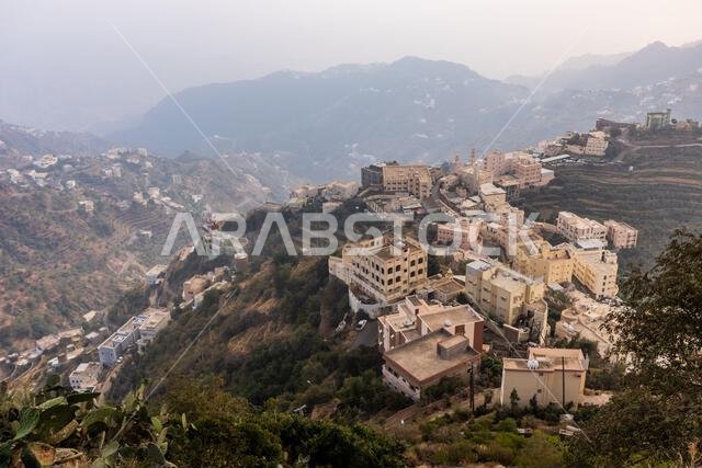 Evening aerial view of Fayfa vilage, Saudi Arabia