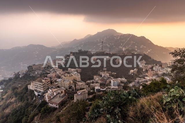 Evening aerial view of Fayfa vilage, Saudi Arabia Evening aerial view of Fayfa vilage, Saudi Arabia