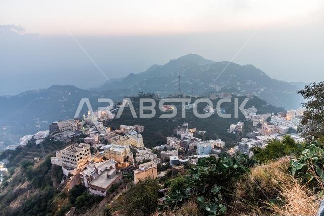 Evening aerial view of Fayfa town, Saudi Arabia Evening aerial view of Fayfa town, Saudi Arabia