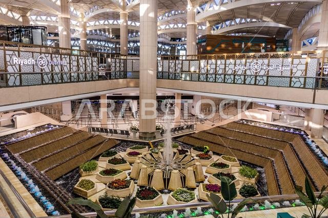 RIYADH, SAUDI ARABIA - DECEMBER 2, 2021: Interior of King Khalid International Airport in Riyadh, Saudi Arabia