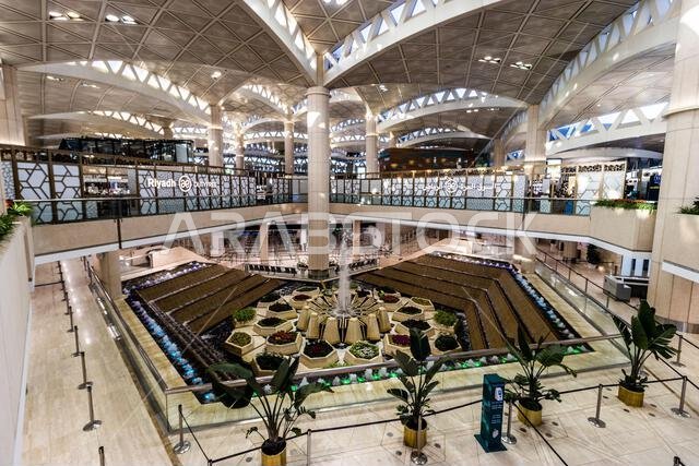 RIYADH, SAUDI ARABIA - DECEMBER 2, 2021: Interior of King Khalid International Airport in Riyadh, Saudi Arabia