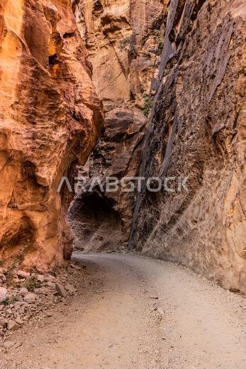 Path in Wadi Lajab gorge, Saudi Arabia Path in Wadi Lajab gorge, Saudi Arabia