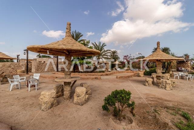 Rest area in Al Qassar heritage village on Farasan island, Saudi Arabia Rest area in Al Qassar heritage village on Farasan island, Saudi Arabia