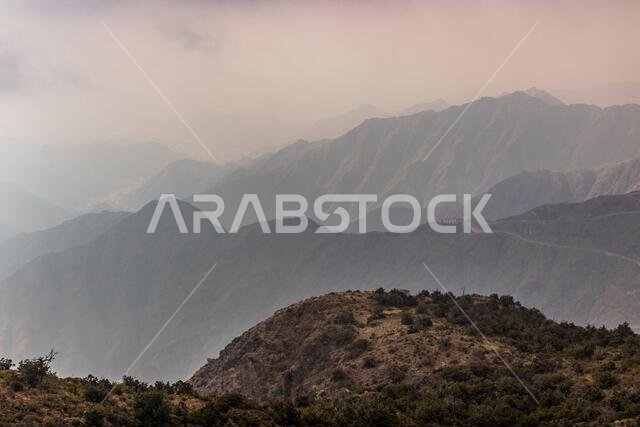 Wadi Hali rim in Al Souda mountains, Saudi Arabia
