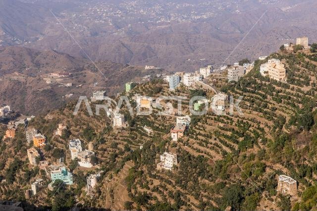 Aerial view of hilltop Fayfa town, Saudi Arabia Aerial view of hilltop Fayfa town, Saudi Arabia