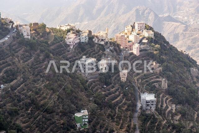 View of hilly Fayfa town, Saudi Arabia