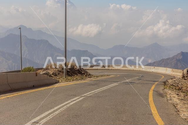 Winding road in Al Souda mountains, Saudi Arabia