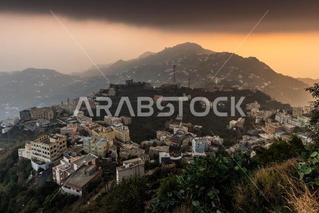 Evening aerial view of Fayfa vilage, Saudi Arabia Evening aerial view of Fayfa vilage, Saudi Arabia