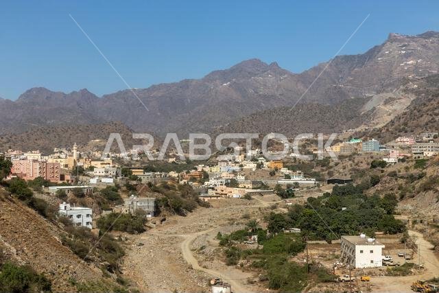 View of a town in Faifa mountains, Saudi Arabia